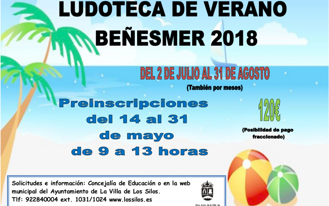 Ludoteca Beñesmer Verano 2018. Convocatoria para el acceso al servicio